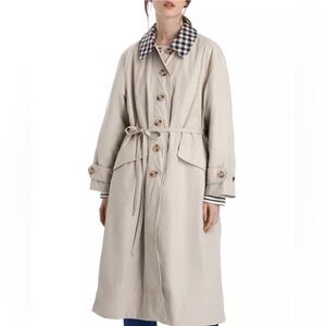 Barbour by Alexa Chung Glenda gingham long trench coat